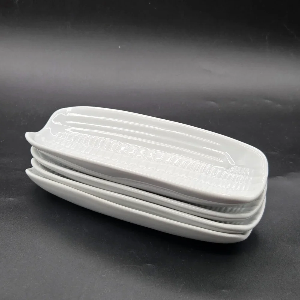 BIA Cordon Bleu 4 Corn On The Cob Dishes White Oven Microwave Dishwasher‎ Safe